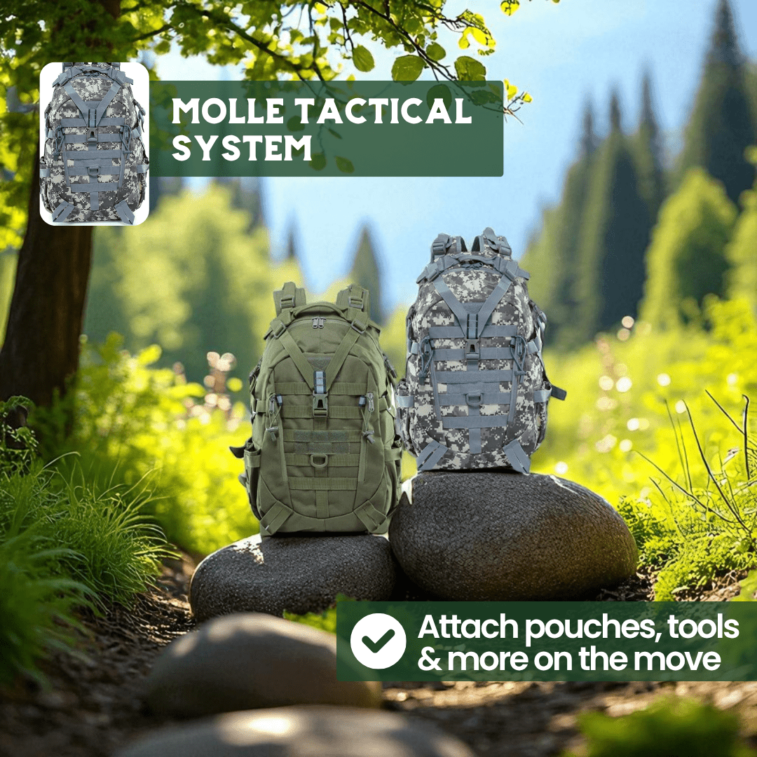 Rovex | Tactical Backpack 40L with MOLLE System & Water-Resistant Fabric | Ergonomic Design for Adventurers