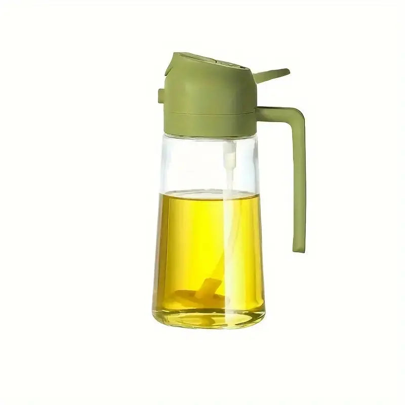 Glass Oil Mister Bottle 16.5 oz Dual Spray Pour Dispenser for Cooking Grilling Roasting Salads Air Fryer Home Kitchen