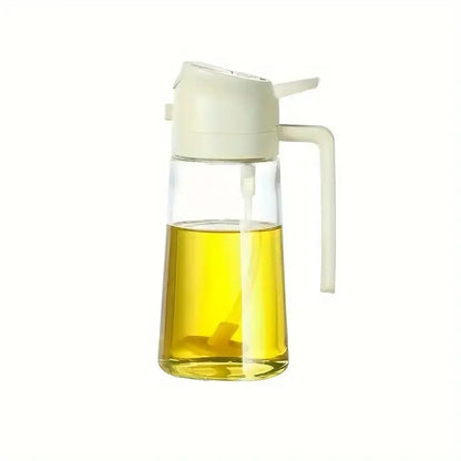 Glass Oil Mister Bottle 16.5 oz Dual Spray Pour Dispenser for Cooking Grilling Roasting Salads Air Fryer Home Kitchen