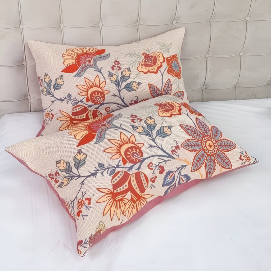 Cotton Pillowcase Set – Floral Print for Standard Pillows – 2-Piece Bedroom Linens for Rustic Boho Decor, Farmhouse Style & Modern Bedding