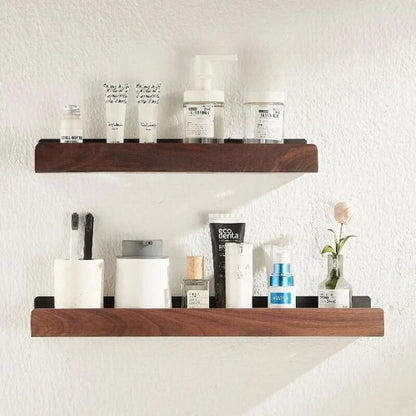 Rustic Bathroom Shelf - Solid Wood Storage Rack with Easy Drill-Free Installation, Water Resistant Design for Stylish Organization