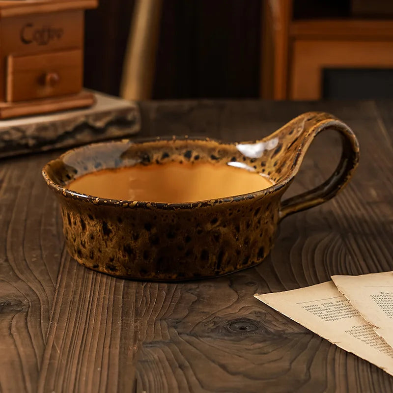 Rustic Ceramic Oatmeal Bowl with Handcrafted Stoneware and Glazed Finish – 6 Inch Diameter