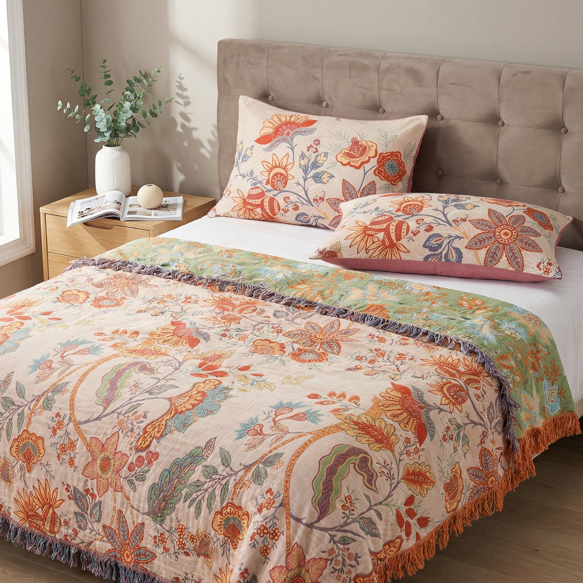 Cotton Pillowcase Set – Floral Print for Standard Pillows – 2-Piece Bedroom Linens for Rustic Boho Decor, Farmhouse Style & Modern Bedding
