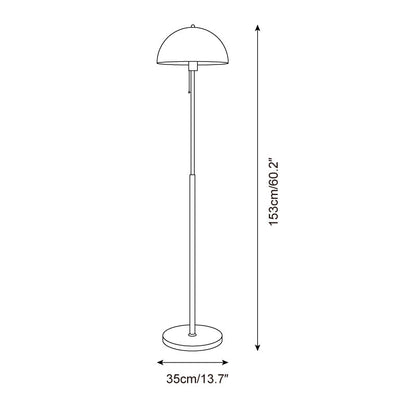 Tall Arched Standing Lamp with Translucent Dome Shade 63 Inches for Living Space Reading Corner Retro Mid-Century Accent Lighting Walnut Woo