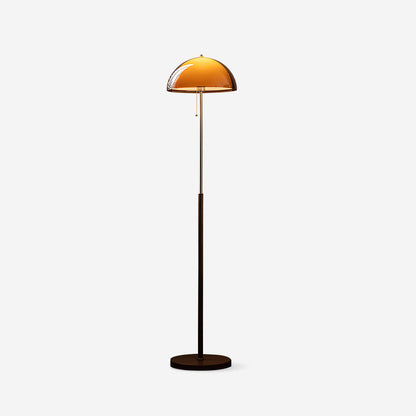 Standing Lamp with Dome Shade 60 in Tall Weighted Wooden Base Pull Switch Walnut Finish Bedroom Living Room Corner Lighting Retro Style