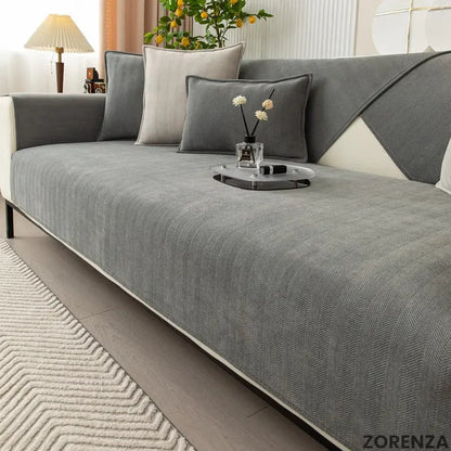 Non-Slip Sofa Cover Protector Soft Chenille Couch Slipcover Machine Washable for Living Room Furniture Protection Easy Install 1-3 Seater