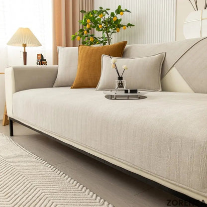 Non-Slip Sofa Cover Protector Soft Chenille Couch Slipcover Machine Washable for Living Room Furniture Protection Easy Install 1-3 Seater