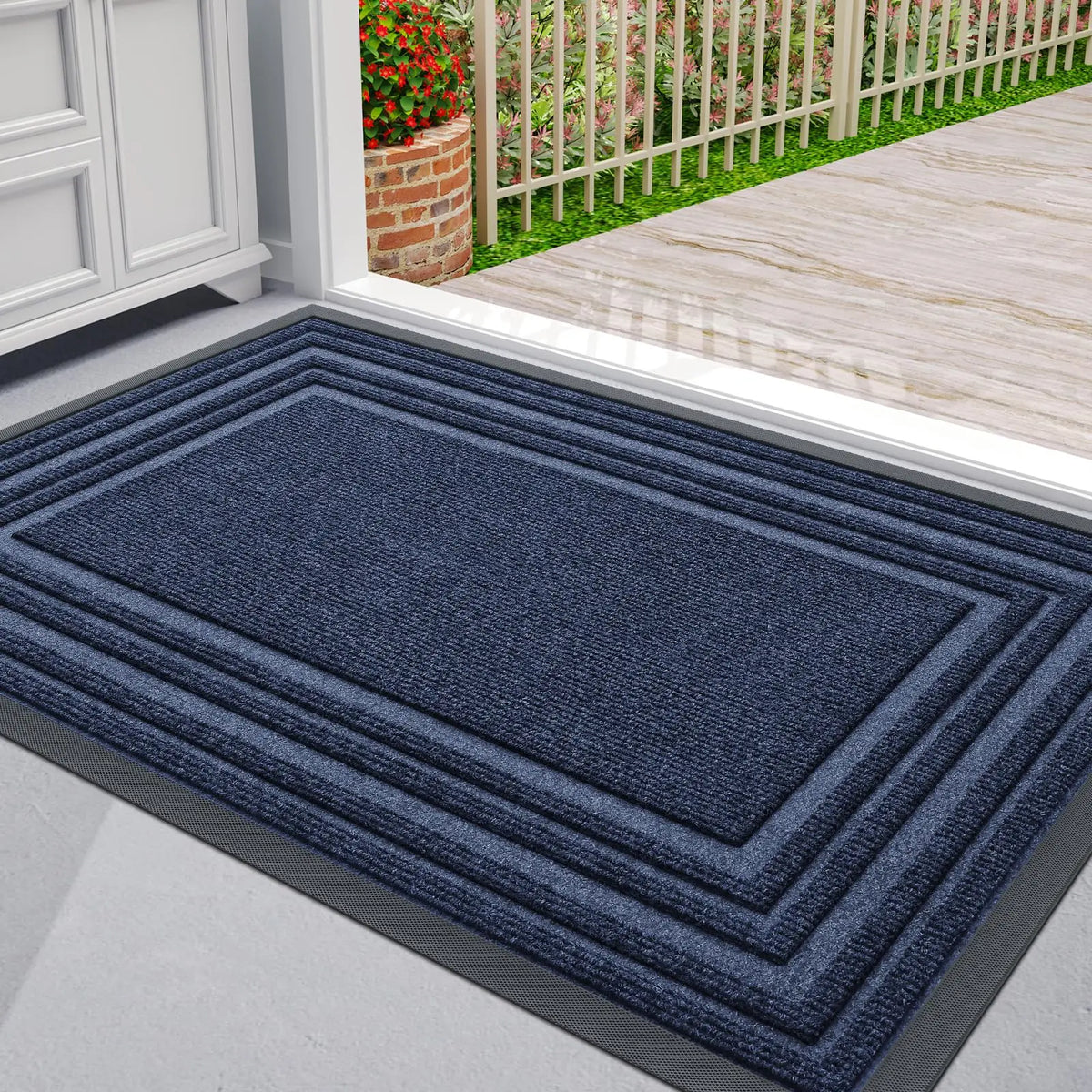 Slim Rubber-Backed Entrance Mat – Non-Slip Indoor Outdoor Doormat for Front Door, Porch & Hallway