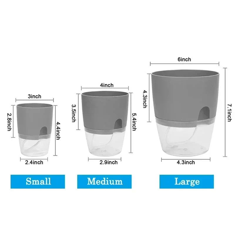 Indoor Plant Pot with Built-In Water Reservoir 9.3 Inch Tall for Succulents Herbs Houseplants Home Office Desktop Automatic Moisture Control