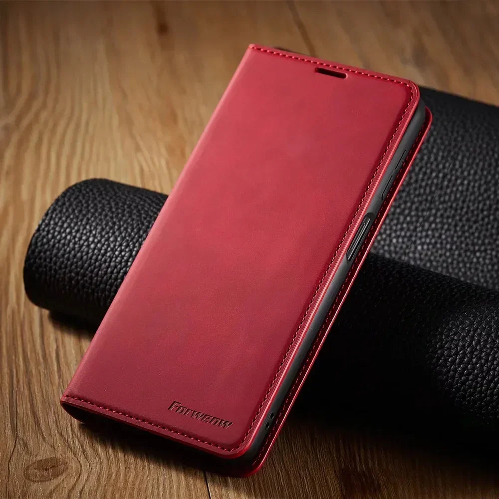 Magnetic Leather Wallet Case for Samsung Galaxy with Card Slots & Flip Cover | Premium Folio Protection for Galaxy S24 Ultra S23 S22 S21 S20