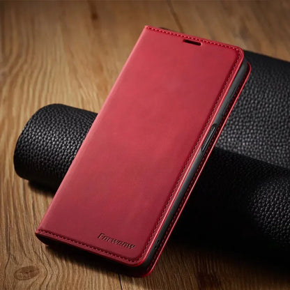 Magnetic Leather Wallet Case for Samsung Galaxy with Card Slots & Flip Cover | Premium Folio Protection for Galaxy S24 Ultra S23 S22 S21 S20