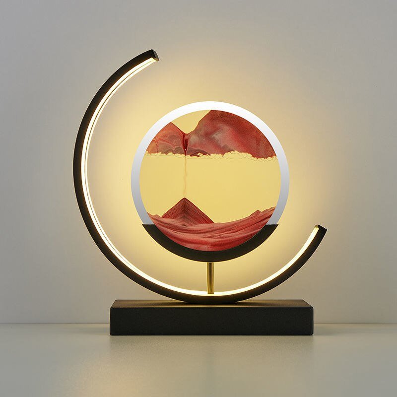 Rotating Sand Art LED Table Lamp | Mesmerizing 3D Liquid Motion Desk Light with Acrylic Frame | Modern Accent Lamp for Bedroom Living Room