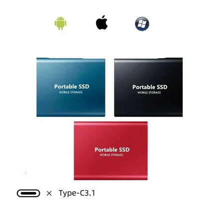 Portable SSD Drive 128GB USB 3.1 Type-C External Solid State Storage for Laptops Computers Mac PC Fast Data Transfer Backup