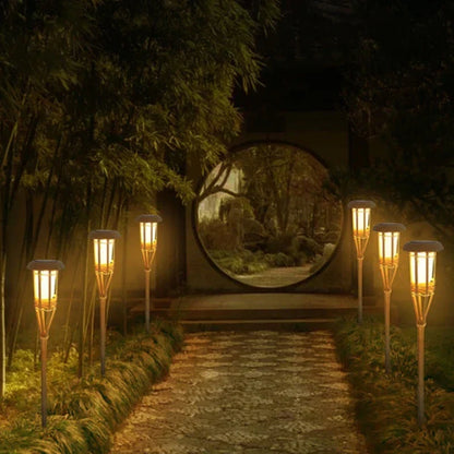 Flickering Flame Solar Garden Torches - Outdoor Pathway Lights with Realistic Fire Effect - 5-Pack Weather-Resistant Solar Torches