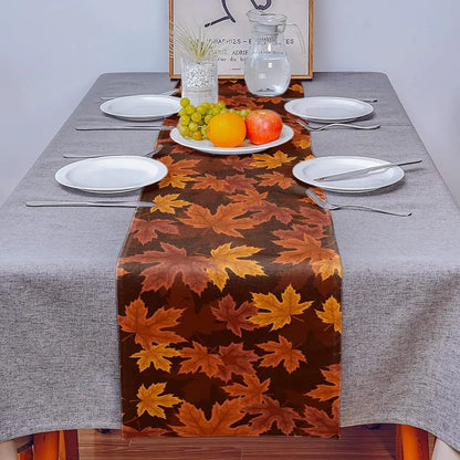 Luna Fall Table Runner - Autumn table runner, Brown and orange leaves