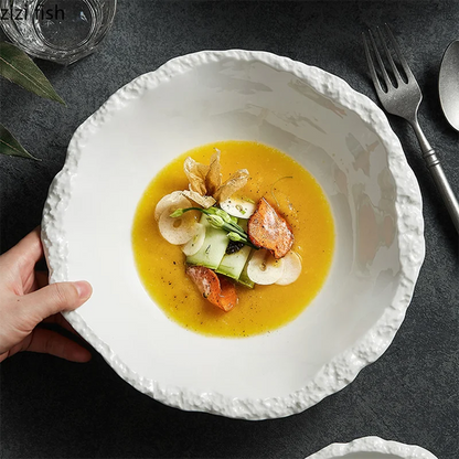 Handcrafted Stoneware Dinner Bowl 9.8 Inches Wide for Family Meals, Pasta, Soup & Sides | Farmhouse Kitchen Tableware for Everyday Use