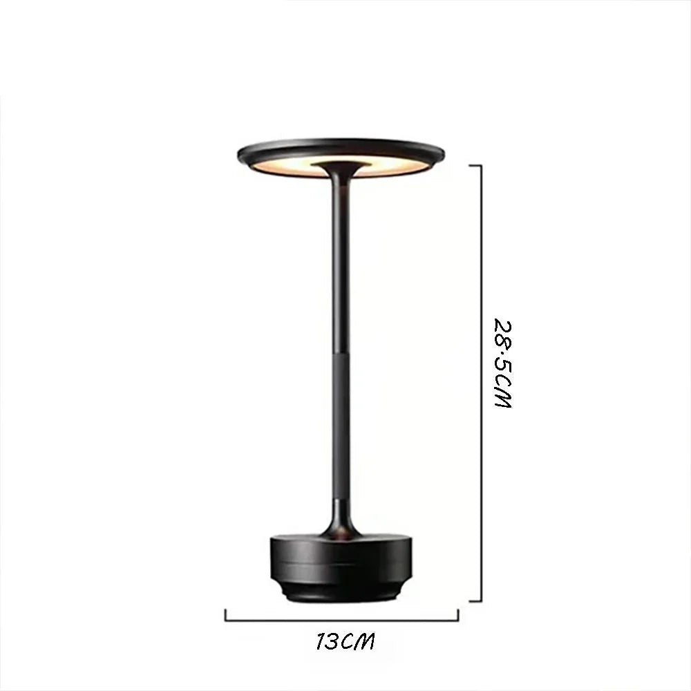 USB Rechargeable LED Desk Lamp with Touch Dimmer Control in Matte Aluminum Finish for Bedside, Dining Room, Office & Patio Use