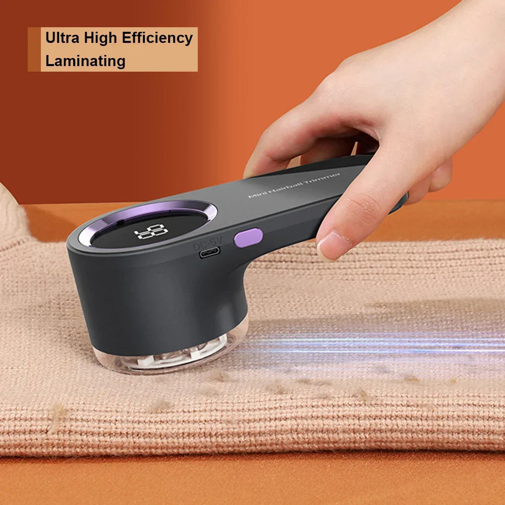 Electric Lint Remover for Sweaters Couch Blankets – USB-C Rechargeable 6-Blade Fuzz Shaver with Digital Battery Display for Clothing Furnitu