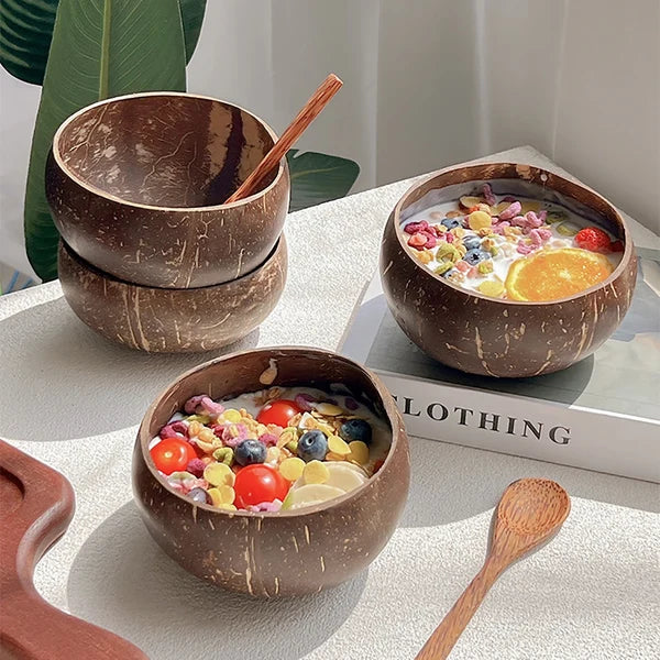 COCOLIVA – Natural Coconut Shell Bowl & Spoon Set