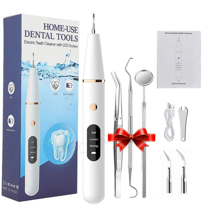 Ultrasonic Tooth Cleaner | Rechargeable Dental Cleaner with Ergonomic Design | Effective Teeth Stain Remover for Home Oral Hygiene