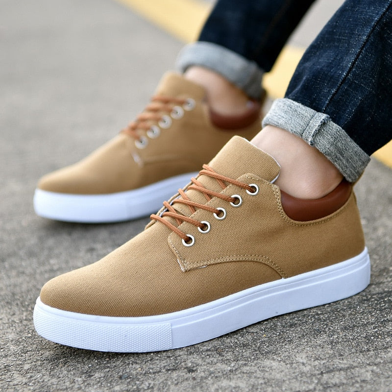 Canvas Sneakers for Men with Platform Sole – Casual Lace-Up Shoes for Work, Weekends & Everyday Wear