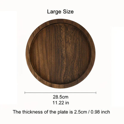 Round Wooden Serving Tray 11 inches Brown Farmhouse Coffee Table Organizer Centerpiece Display for Kitchen Counter Living Room Home Decor