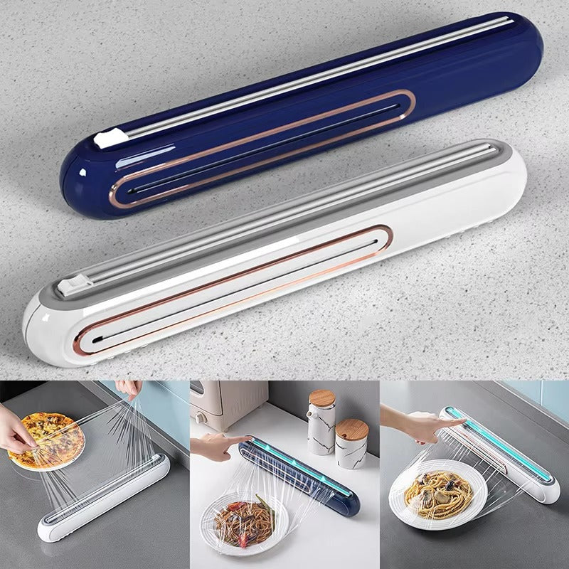 Magnetic Wrap Dispenser with Precision Cutter for Plastic Wrap, Foil & Parchment Paper – Space-Saving Kitchen Organizer, BPA-Free