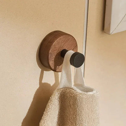 Stylish Wall Hook Rack | Self-Adhesive Wood and Metal Design for Space-Saving Organization