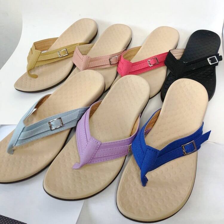Orthopedic Arch Support Sandals for Women – Cushioned Footbed Slip-On Comfort Slides for Plantar Fasciitis & Flat Feet Relief