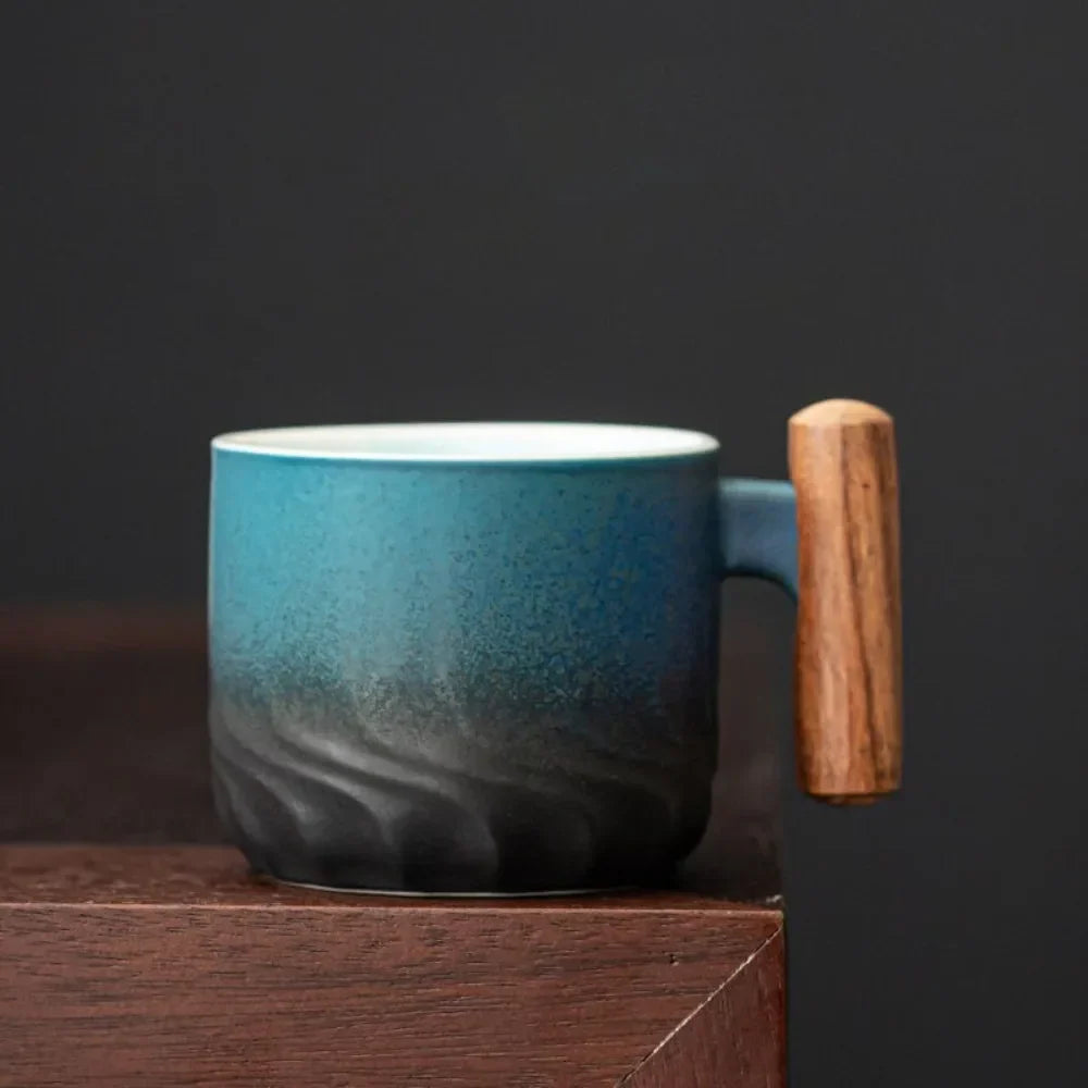 Handmade Stoneware Espresso Cup Gradient Finish Retro Style Small Beverage Holder 2 in Tall 3 in Wide for Morning Coffee Tea Hot Chocolate K