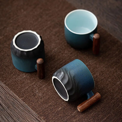 Handmade Stoneware Espresso Cup Gradient Finish Retro Style Small Beverage Holder 2 in Tall 3 in Wide for Morning Coffee Tea Hot Chocolate K