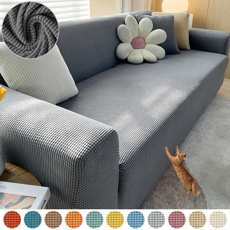 Stretchy Sofa Slipcover with Non-Slip Grip for Living Room – Fits 1 to 4 Seater Couches, Pet-Proof Furniture Protection
