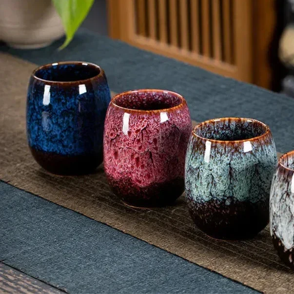 Ceramic Coffee Mug Set of 4 with Gold Trim and Glazed Finish for Kitchen, Dining Room, and Coffee Bar