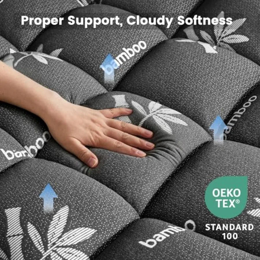 Eco Comfort | Viscose Bamboo Mattress Topper with Pillow Top Design | Deep Pocket for Ultimate Softness and Support