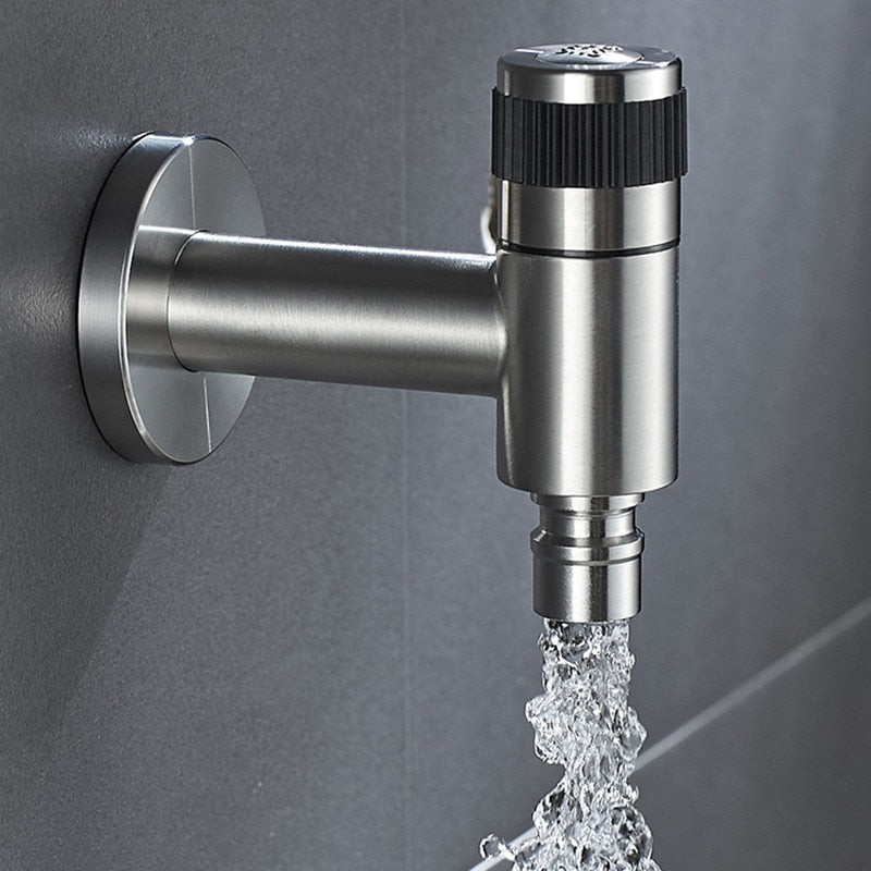 Wall-Mount Outdoor Garden Faucet | Cold Water Hose Spigot with Brass Valve & Stainless Steel Body for Yard, Patio & Balcony