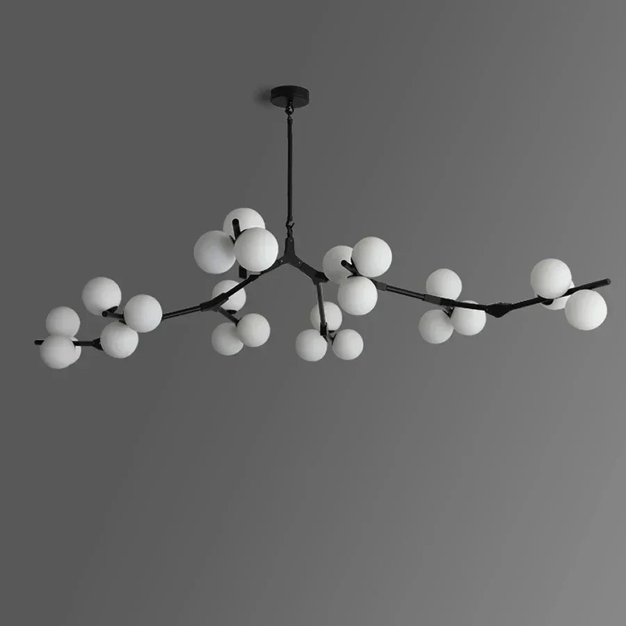 Sculptural Multi-Globe Ceiling Fixture with Repositionable Arms in Frosted Glass & Metal for Dining Areas & Living Spaces
