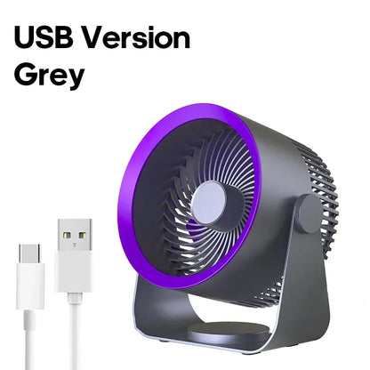 USB-C Rechargeable Desktop Fan with 180° Tilt Head for Bedroom Office Bathroom Quiet Cordless Portable Air Circulator Wall Mount