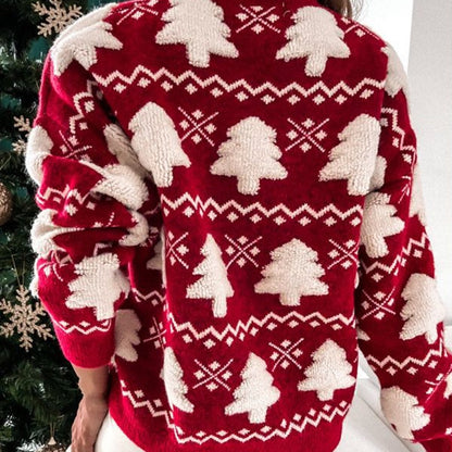 Women's Christmas Tree Knit Sweater | Festive Holiday Pullover for Winter | Cozy Long-Sleeve Top for Parties & Casual Wear