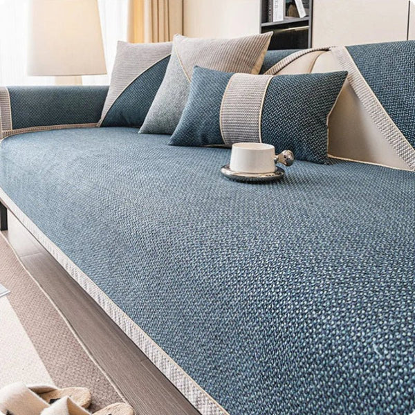Couch Covers for 3 Cushion Couch, Non Slip Sofa Cover with Quilted Cotton Linen, Sectional Sofa Cover for Pets