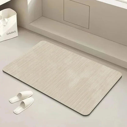 Stone Bath Mat Rapid-Dry 16x24 Inches Non-Slip Rubber Base Entryway Rug Beige Gray Navy for Shower Floor Bathroom Kitchen Door Balcony Water