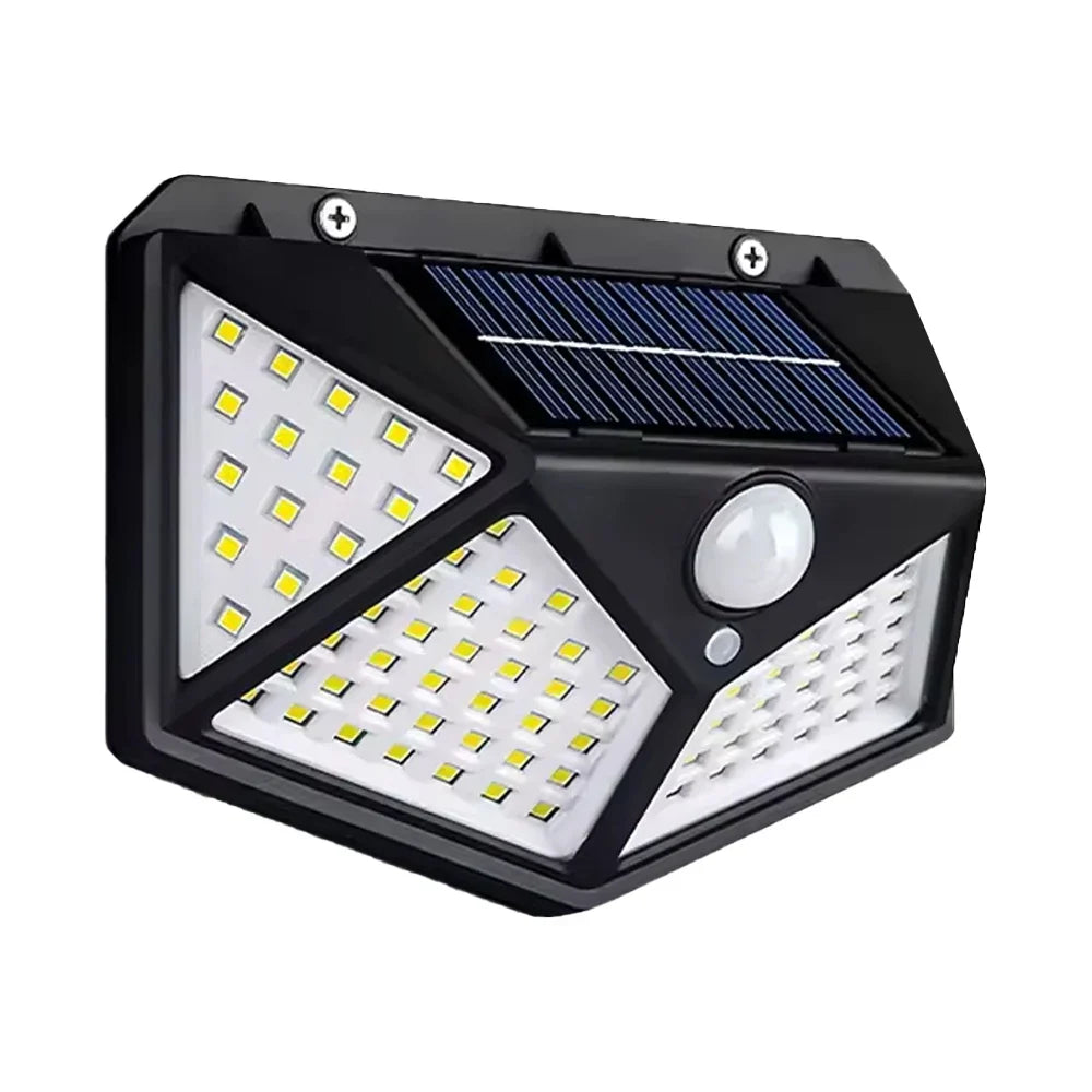 Motion-Activated Solar Security Light with 100 LEDs for Outdoor Walls