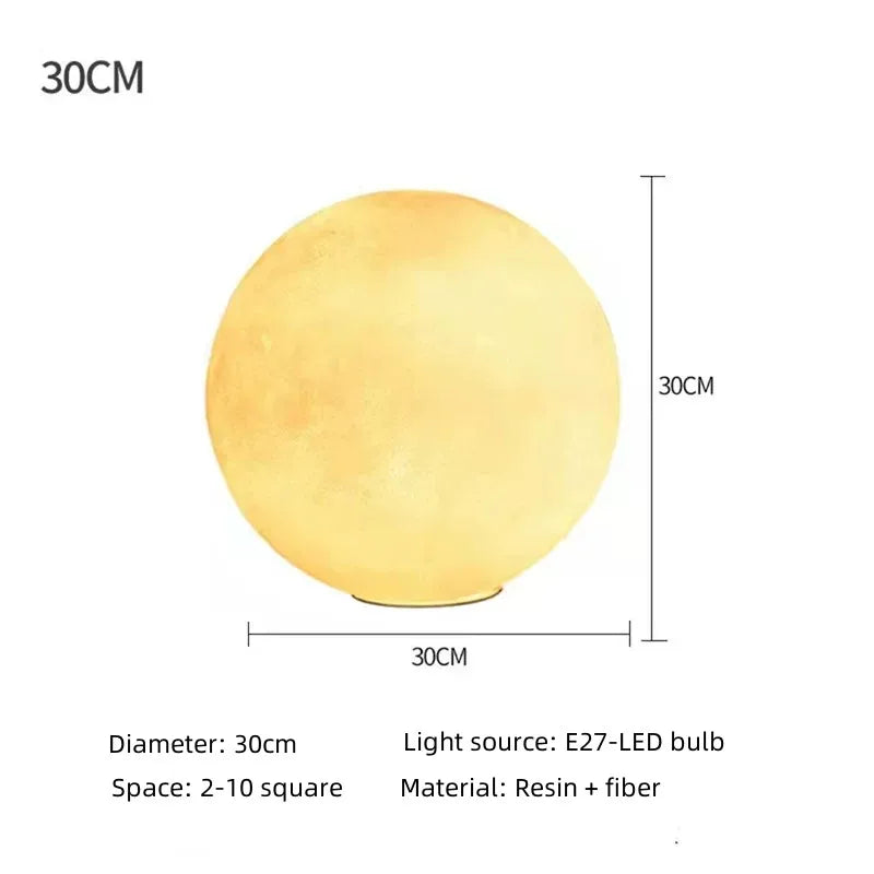Standing Lamp with 16 in Moon Sphere Adjustable Glow White Acrylic LED for Bedroom Living Room Den Office Space Warm Ambient Lighting