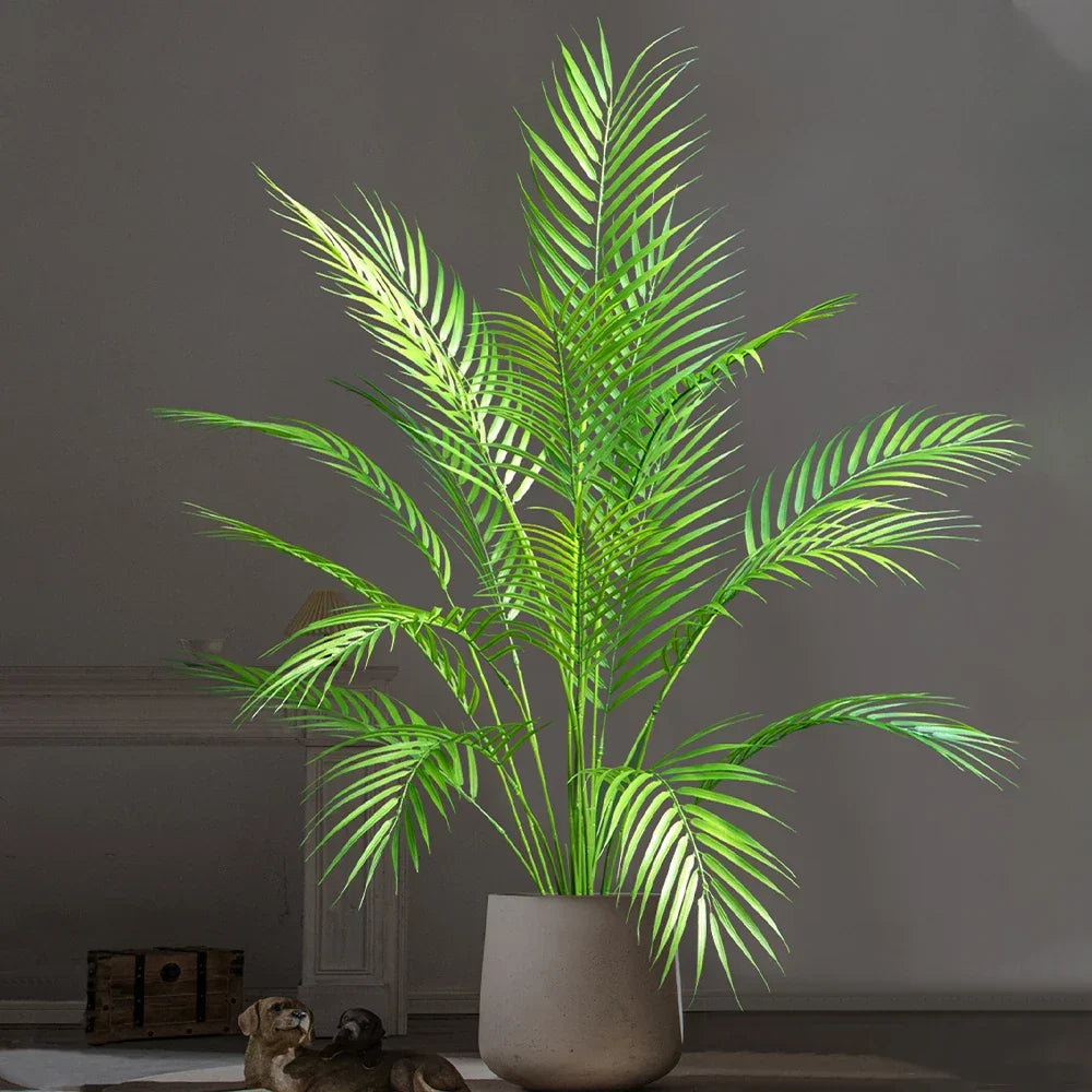 Faux Palm Tree Plastic Indoor Outdoor Decor 35 Inch Green Floor Plant Home Office Patio Living Room Balcony Entryway