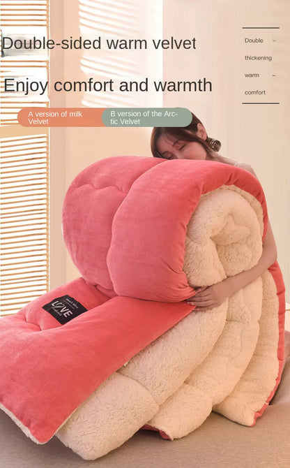 Plush Flannel Winter Comforter with Wool Fill – Extra Warm Quilted Bedding for Cold Nights