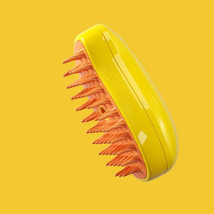 Steam Cat Grooming Brush with Massage & Soap Dispenser for Shedding & Bathing Cats Dogs | Pet Self-Cleaning Fur Comb Tool