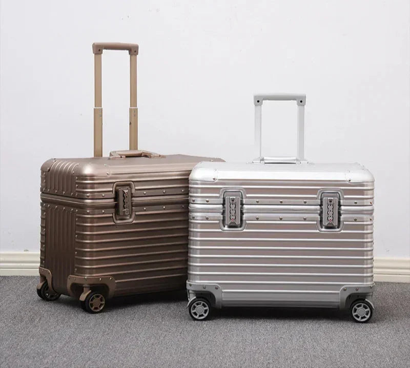 Hard Shell Luggage Aluminum-Magnesium Spinner Suitcase TSA Lock Travel Carry-On and Checked Baggage Set for Business Trips Vacation