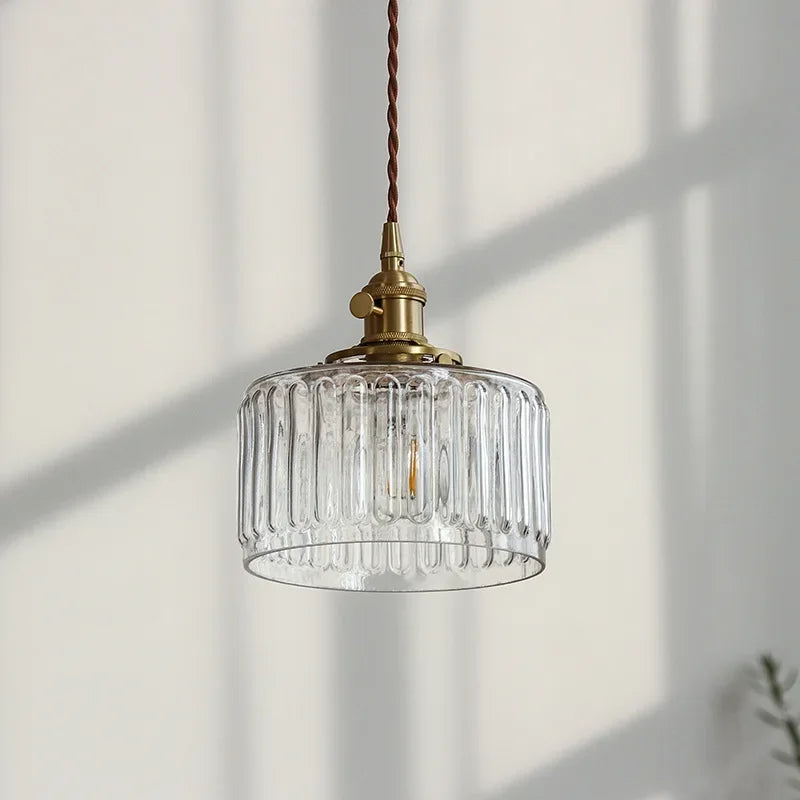 Glass Dome Drop Light E27 Socket Adjustable Cord 7-Inch Shade Textured Finish Kitchen Island Dining Area Copper Accent