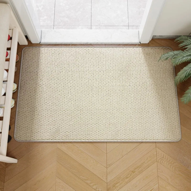 Woven-Look Outdoor Entrance Mat with Non-Slip Backing – Weather-Resistant Polypropylene Doorway Rug for Front Door, Patio & Hallway