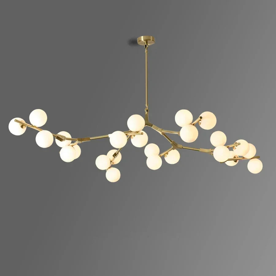 Sculptural Multi-Globe Ceiling Fixture with Repositionable Arms in Frosted Glass & Metal for Dining Areas & Living Spaces