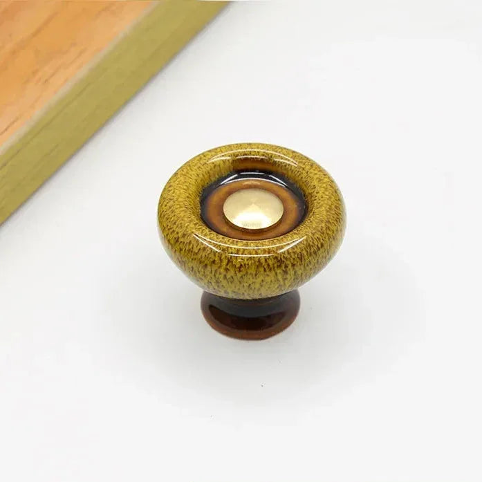 Round Ceramic Furniture Pull 1.3 Inches for Kitchen Drawers Cabinets Cupboard Dresser Bathroom Vanity Wardrobe Refresh Hardware Upgrade Repl